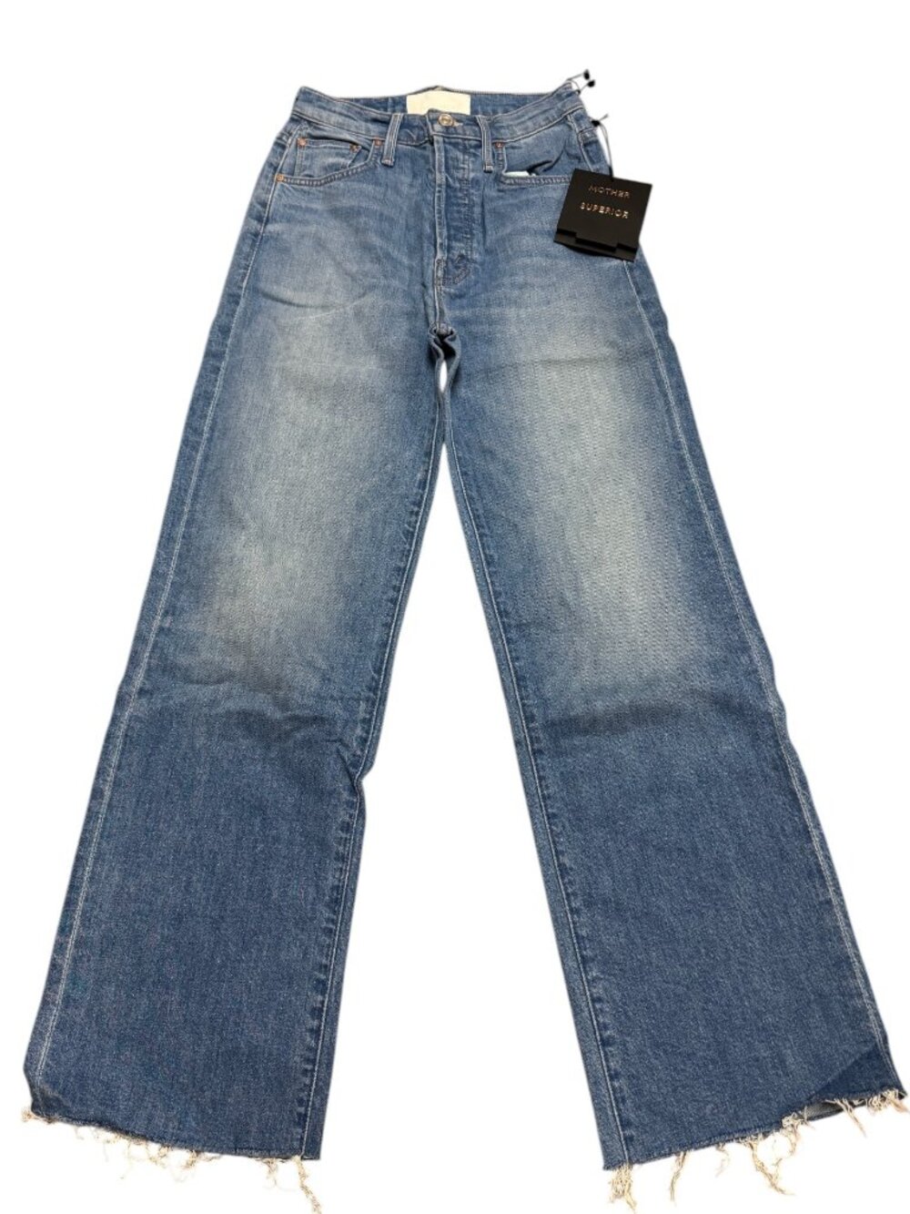 MOTHER The Rambler Ankle Fray Denim Jeans Light Chambray Bleu Leger Size 24 NWT